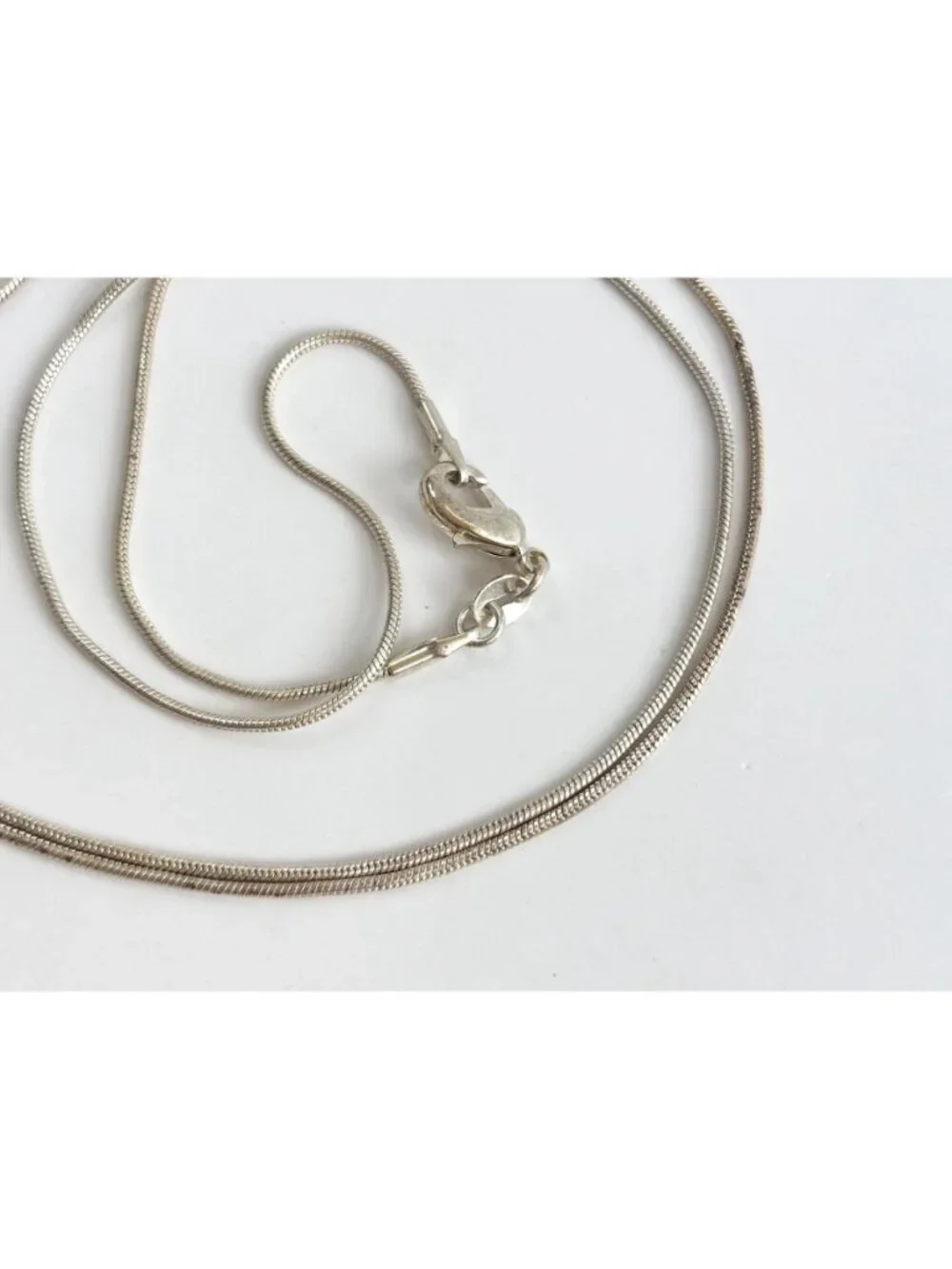 Snake Chain Sterling Silver 925 Minimalist Classic Vintage Necklace - 23